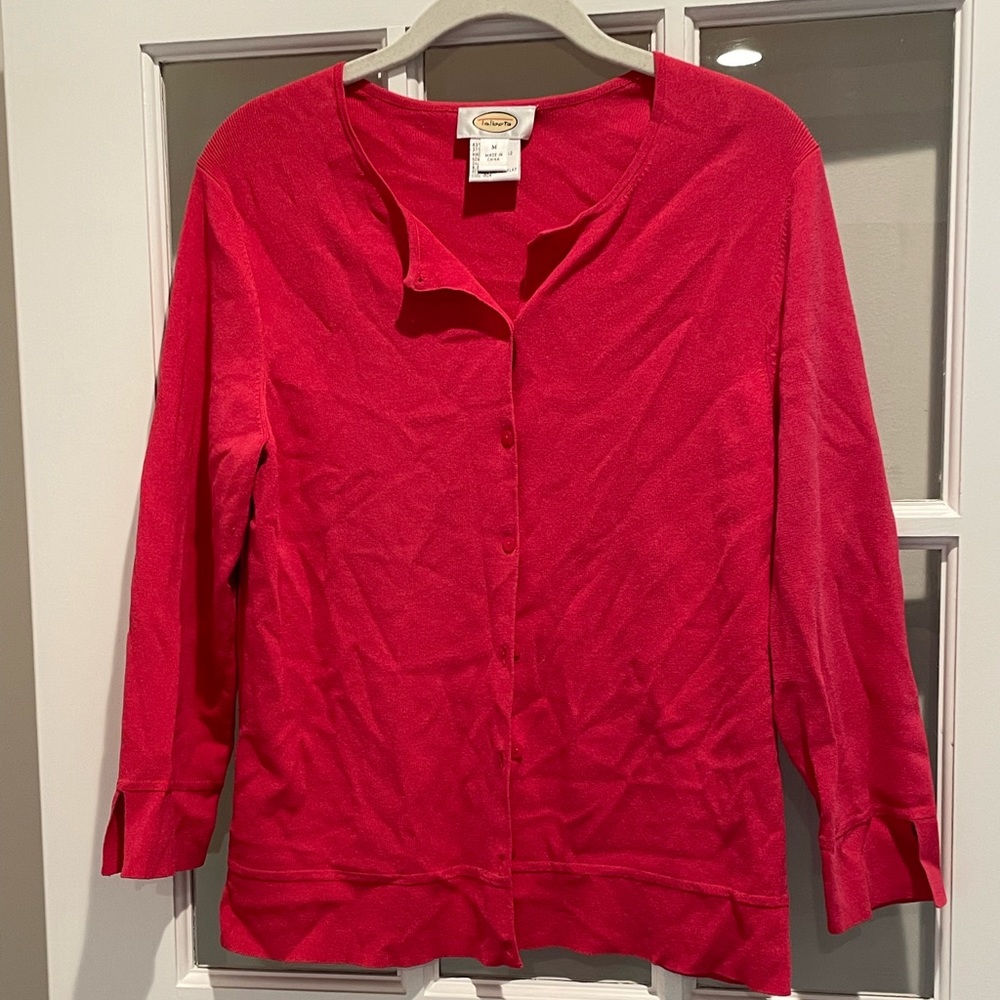 Talbots Knit Cardigan Womens Size Medium Dark Salmon Color  Excellent Condition